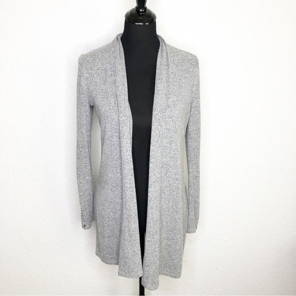WHBM‎ gray marled open front long cardigan size Extra Small XS